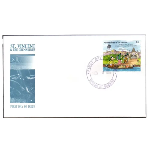 1989  Grenadines  of St. Vincent Gandhi's Memorial at Cape Comronin 1v Stamp on FDC