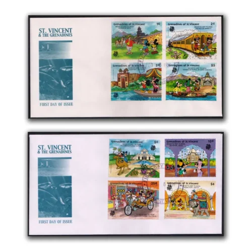 1989  St. Vincent & the Grenadines 8v on 2 diff. FDC