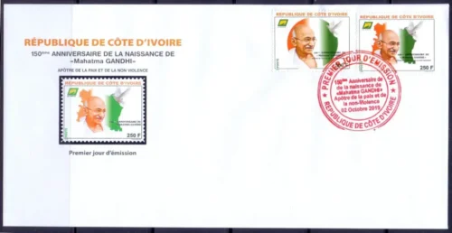 2019  Ivory Coast Gandhi 150th Birth Anniversary 2v Stamp on FDC