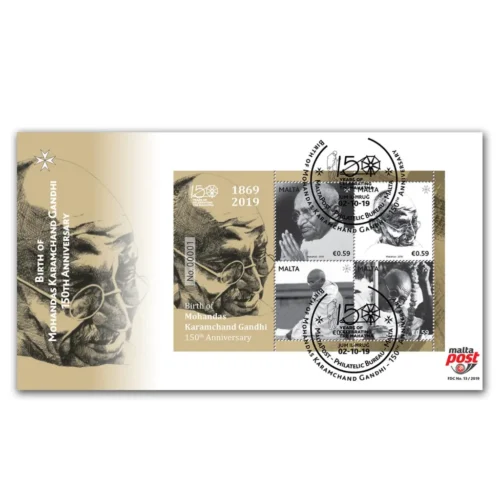 2019  Malta 150th Birth Anniv 4v S/Sheet on FDC with Folder