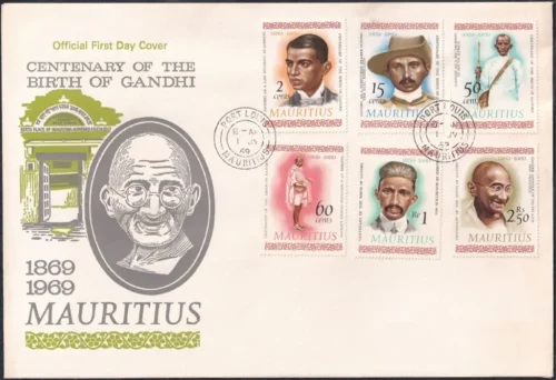 1969 Mauritius Mahatma Gandhi Birth Centenary 6v Stamp on FDC
