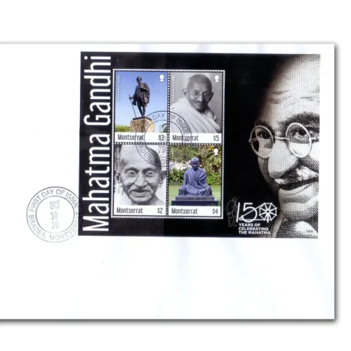 2019  Montserrat Gandhi 150th Birth Anniversary Sheetlet on FDC