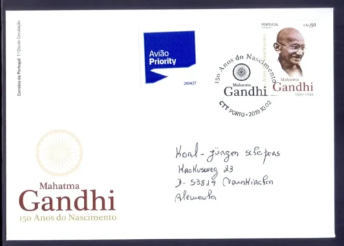 2019  Portugal Gandhi 150th Birth Anniversary 1v Stamp Postally used on Cover