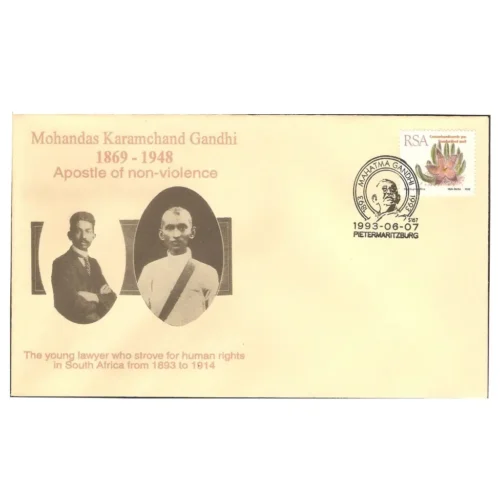 1993   South Africa Gandhi Apostle of Non-Violence Special Cancellation on Cover