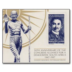 1997  South Africa Gandhi 50th Anniversary of the Congress Alliance for a Democratic Country Miniature Sheet