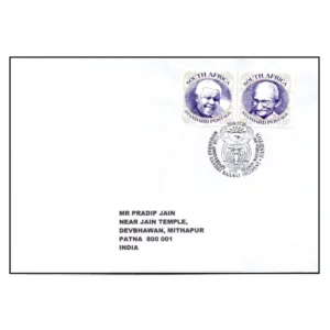 2018 South Africa - India Joint Issue (Gandhi - Mandela) 2v Stamp Used on Commercial Cover