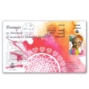 2019  Spain Gandhi 150th Birth Anniversary 1v Stamp on FDC used in a flight to Shanghai