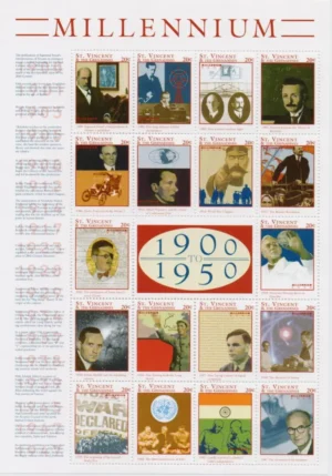 1999 St. Vincent  & the Grenadines Gandhi Millennium Sheetlet (Type II)