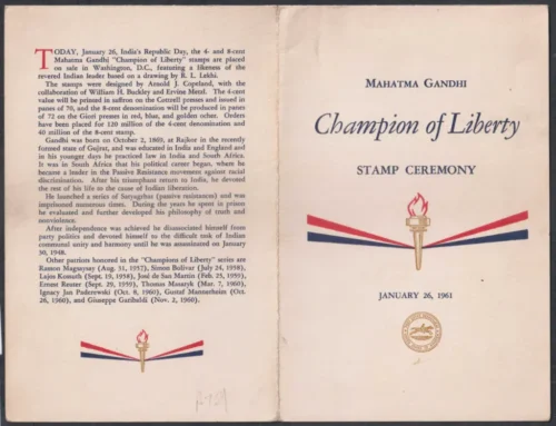 1961 Gandhi 1961 USA Stamp Ceremony Brochure