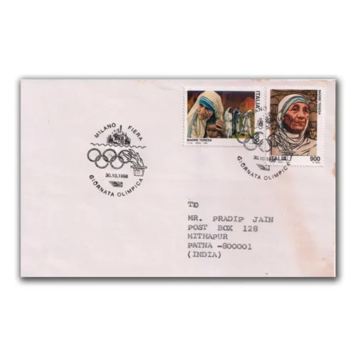 1998 Italy Mother Teresa 2v Stamp Postally used on FDC
