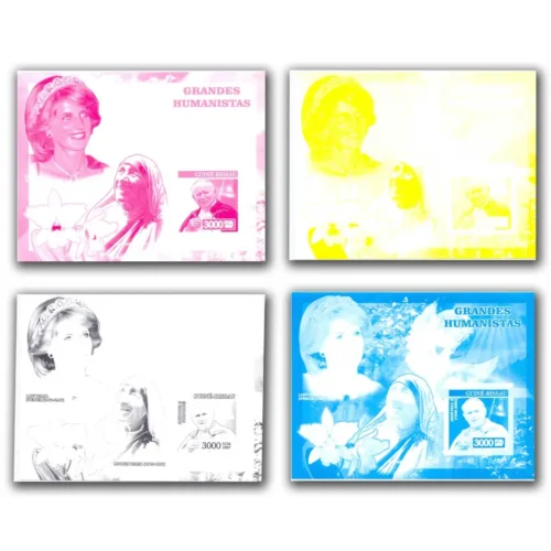 2007 Guinea Bissau Great Humanists Mother Teresa Stamp Progressive Proof (Set of 4)