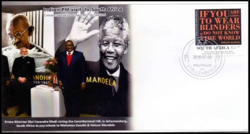2016 South Africa Indian Prime Minister Narendra Modi visiting the Constituitional Hill to pay tribute to Mahatma Gandhi and Nelson Mandela Special Cover
