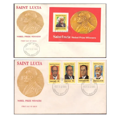 1980 Nobel Prize Saint Lucia 4v & S/Sheet on FDC (2 Cover)