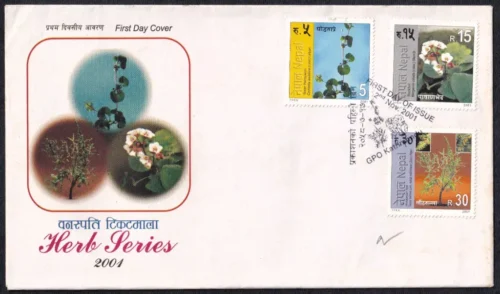 2001 Nepal Herb Series 3v Stamp on FDC