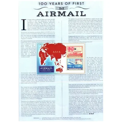 2019 Singapore 100 Year of First Airmail Miniature Sheet in Presentation Pack - Image 2