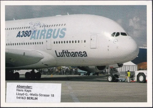 2024 Luftansa Airlines Flight from Munich (Germany) to New Delhi with Lord Ganesha in Cancellation on Matching Picture Postcard - Image 2