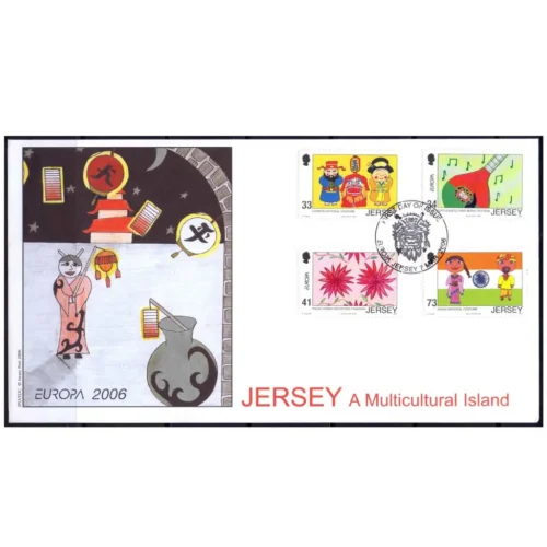 2006 Jersey India Girl and Boy with Indian Flag 4v Stamp on FDC