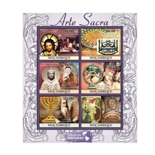 2011 Mocambique Sacred Art Indian (Fresco's of Ajanta Caves) 6v Sheetlet
