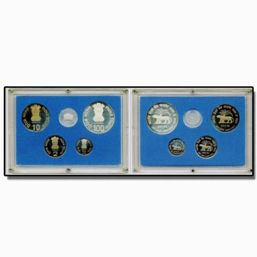 1985 Golden Jubilee of Reserve Bank of India 4pcs Proof Coin Set in Original Packaging with Outer Box