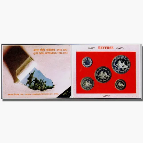 1992 Quit India Movement 4pcs Proof Coin Set in Original Packaging with Outer Box