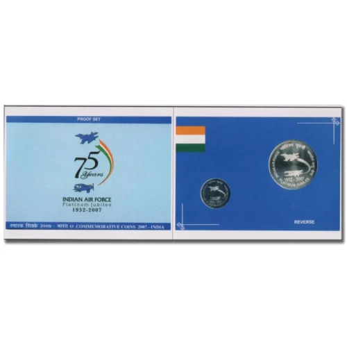 2007 Indian Air Force Platinum Jubilee 2pc Proof Coin Set