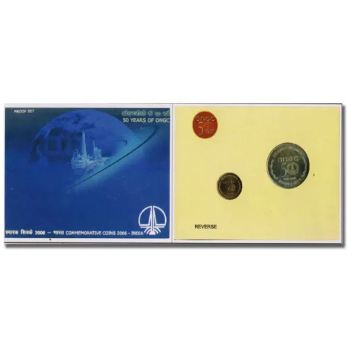 2006 50 Years Celebration of ONGC 2pcs Proof Coin Set