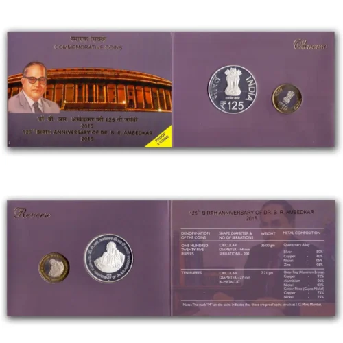 2015 125th Birth Anniversary of Dr B R Ambedkar 2pcs Proof Coin Set