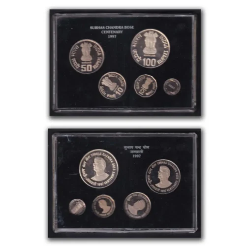 1997 Netaji Subash Chandra Bose 4pcs Proof Coin Set - Image 2