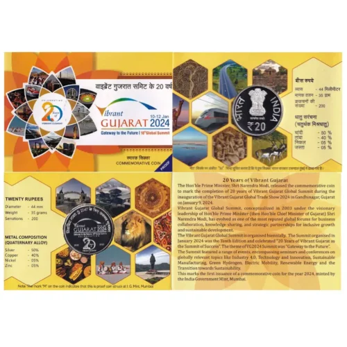 2024 20 Years of Vibrant Gujarat summit Proof in Folder Packing (Rs. 20)