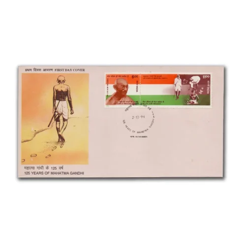 1994 125th Years of Mahatma Gandhi Setenant Stamp on FDC