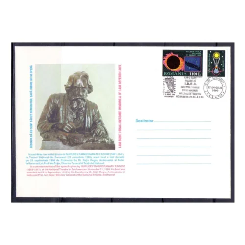 1999 Romania Rabindranath Tagore IBRA Philatelic Exhibition Special Cover