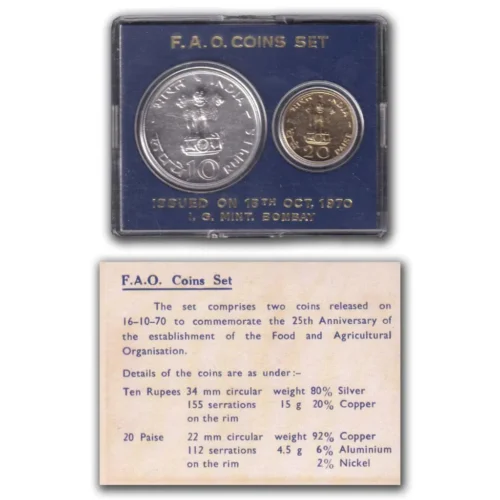 1970 Food For All 2pcs UNC Coin Set in Original Packaging with Outer Box - Image 2