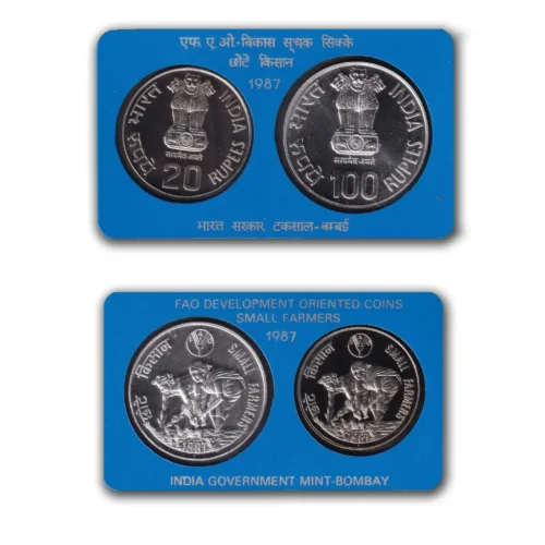 1987 FAO Development Oriented Coin Small Farmers 2pcs UNC Coin Set in Original Packaging with Outer Box - Image 2