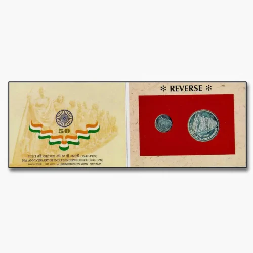 1997 50th Anniversary of Independence 2pcs UNC Coin Set in Original Packaging with Outer Box