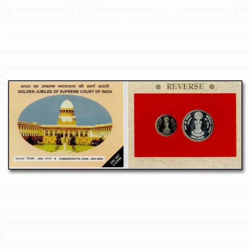2000 Golden Jubilee of Supreme Court of India 2pcs UNC Coin Set in Original Packaging with Outer Box