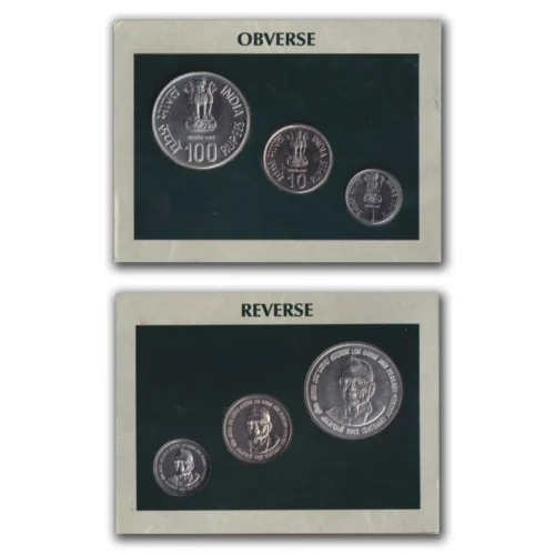 2002 Loknayak Jayprakash Narayan 3pcs UNC Coin Set - Image 2