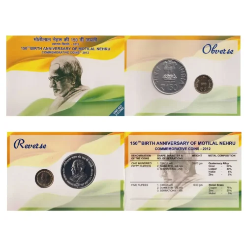 2012 150th Birth Anniversary of Motilal Nehru 2pcs UNC Coin Set