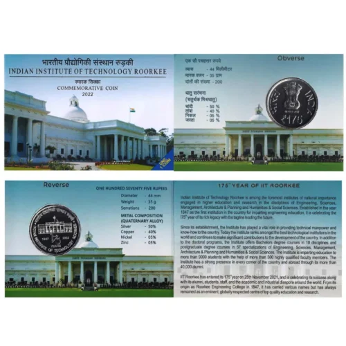 2023 175th Year of IIT Roorkee UNC coin set 1Pcs (Rs.175) Folder Packing