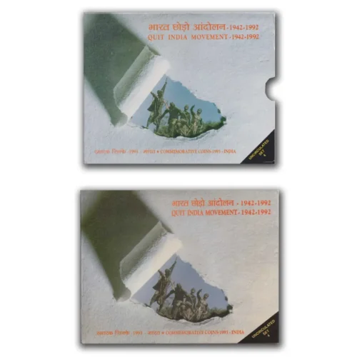 1992 Quit India Movement 4pcs UNC Coin Set in Folder Packing