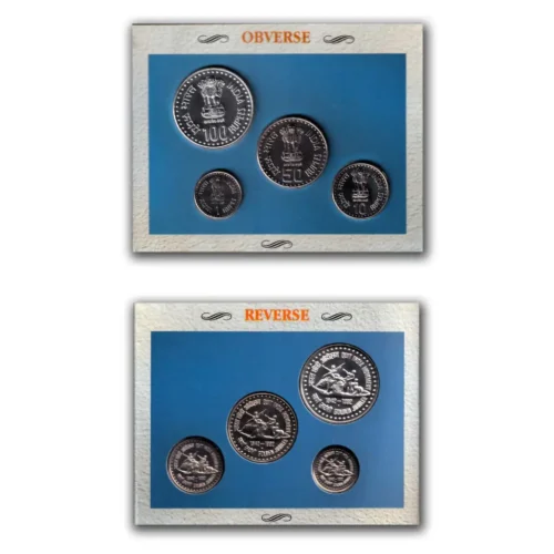 1992 Quit India Movement 4pcs UNC Coin Set in Folder Packing - Image 2