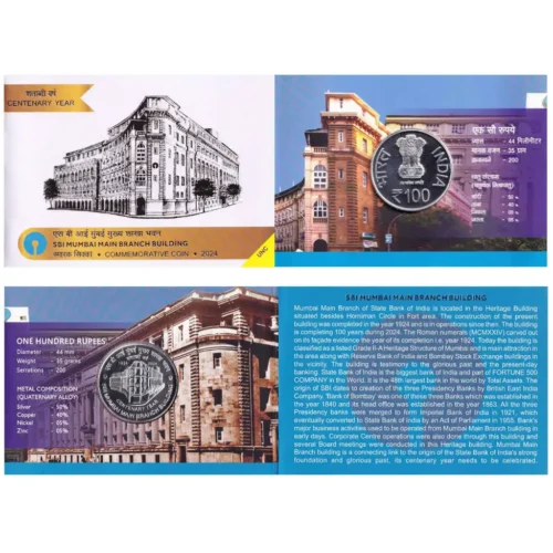 2024 Centenary Year SBI Mumbai Main Branch Building (Denomination of 100) UNC ? Folder Packing