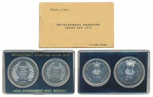 1973 Grow More Food Development Oriented Coins 2pcs UNC Coin Set in Original Packaging with Outer Box
