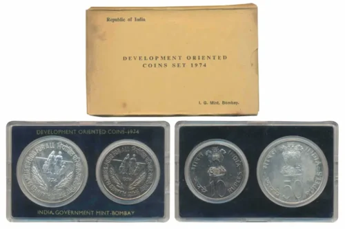 1974 Planned Families Food For All 2pcs UNC coin Set in Original Packaging with Outer Box