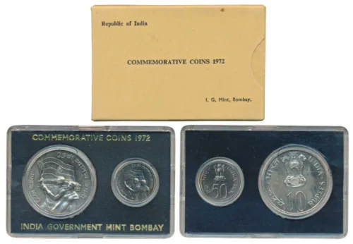 1972 25th Anniversary of Independence 2pcs UNC Coin Set in Original Packaging with Outer Box