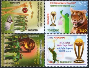 2007 Bangladesh ICC Cricket World Cup 4v Stamp