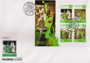 2014 Solomon Island Cricket Sheetlet on FDC