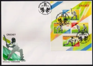 2014 Togolese Cricket Sheetlet Type I on FDC
