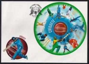 2013 S Tome E Principe Cricket (Sachin Tendulkar, Alastair Cook, MS Dhoni ) Round Shape Miniature Sheet on FDC