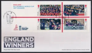 2019 Great Britain Cricket World Cup Wins by England Men's and Women's Team 8v Stamp on 2 different FDCs