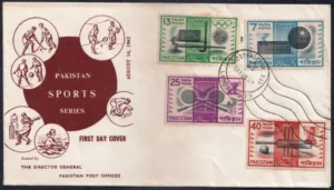 1962 Pakistan Sports Series Cricket, Hockey, Squash and Football 4v Stamp on FDC